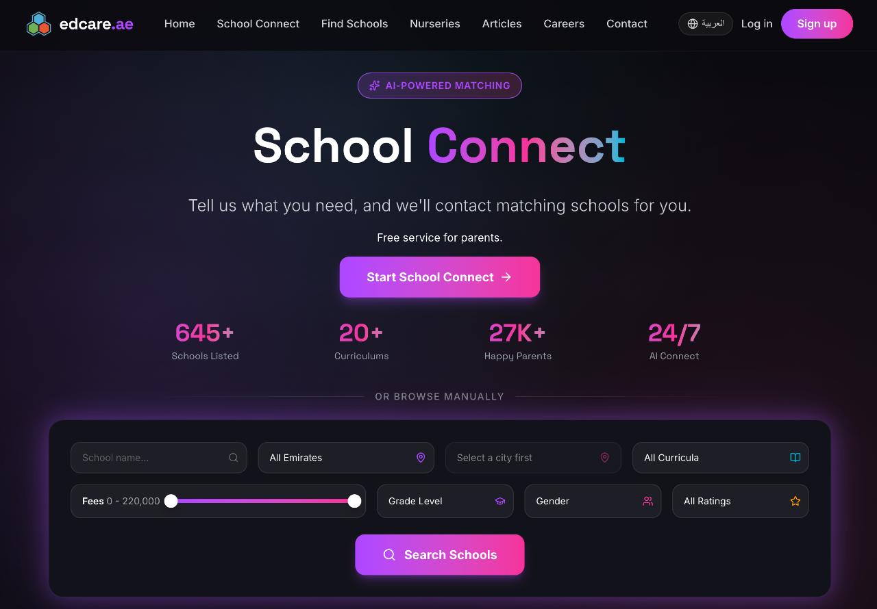 Education Care website screenshot