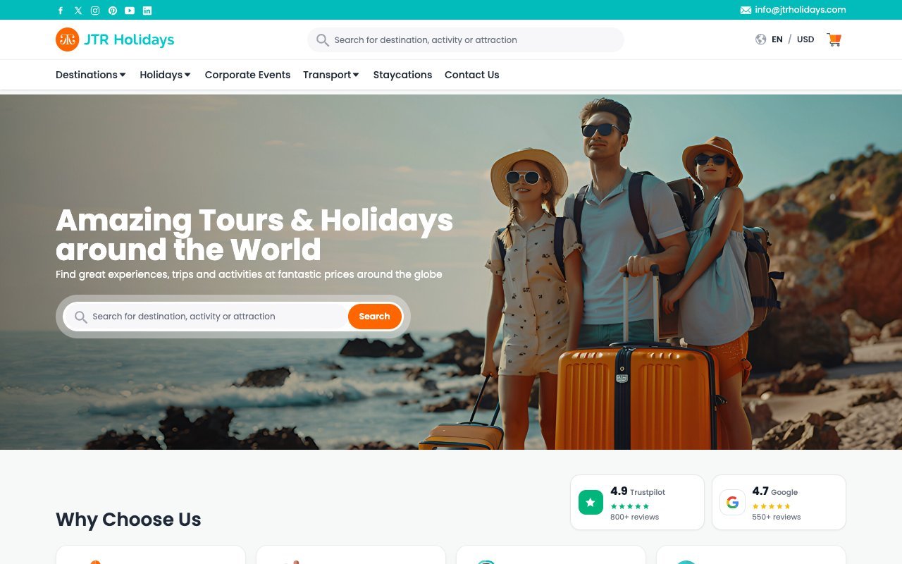 Tourism Web Portal website screenshot